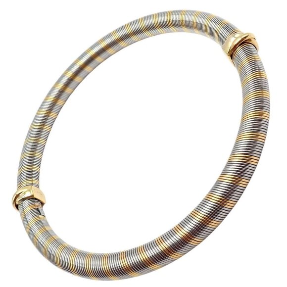 Authentic Vintage Cartier 18k Yellow Gold + Steel Bangle Trinity Bracelet - Picture 10 of 11